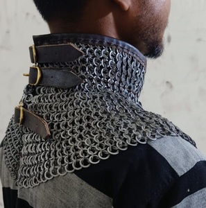 Medieval Chainmail Collar – <b>Riveted</b> Steel Gorget Armor, Knight Neck Guard, Viking Reenactment Costume - Product Image 4