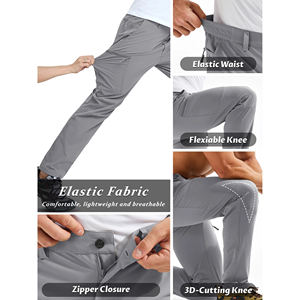 Pantalon de randonnée à taille élastique, résistant à l'eau, séchage rapide, léger, avec poches zippées, pour le sport et la randonnée - Product Image 5