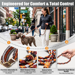 Conjunto de Collar y Correa para Perro Tejidos a Mano: Diseño de Bloques de Color, Hebilla Reforzada Premium - Product Image 5