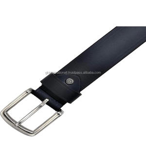 Cinturón de Cuero Genuino Negro con Acabado Antiguo y Hebilla Plateada de 40 mm de Ancho para Hombre, Estilo Casual y de Vestir - Product Image 3