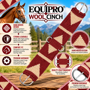 EQUIPO: Cuerda para Caballo con Anillas Metálicas Ajustables, Diseño Rojo Beige, Lana y Cuero Personalizables - Product Image 2