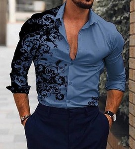 Chemises décontractées pour hommes personnalisables en coton sergé 100 %, respirantes, anti-plis, séchage rapide, écologiques, pour l'automne - Product Image 4