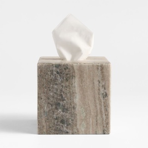<b>Grey</b> Tissue Holder Luxury Stone Tissue <b>Box</b> Modern Decorative Bathroom Tabletop Home Organizer Accessory morchuna brown being - Product Image 1