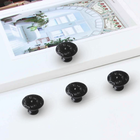 Bouton de meuble classique en alliage de zinc à motif floral, noir mat, contemporain, écologique, durable, pour chambre, salon, cuisine, armoire, tiroir
