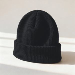 Gorro de Punto Acanalado Negro con Rayas, Unisex, Ajustable, con Color en Contraste, 100% Acrílico, Tejido a Máquina, para Uso en Exteriores - Product Image 4