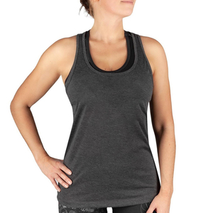 Custom Logo Women’s Racerback Tank <b>Top</b>, Heather Gym Yoga Sleeveless Shirt, Private Label Athletic Workout Vest, OEM Wholesale - Product Image 1