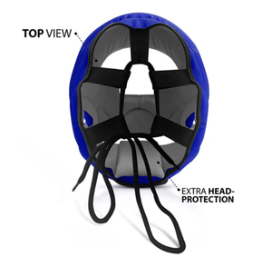Protector de Cabeza de Boxeo PROFIT SPORTS de Cuero PU Azul con Protección Facial de Espuma Resistente, Equipo de Entrenamiento Ajustable para Todas las Estaciones - Product Image 3