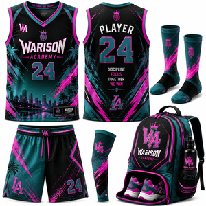 Customized Basketball Uniform Set Sublimation Print 100% Polyester Breathable Unisex Basketball Jersey And Short Set - Product Image 2
