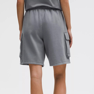 Top Selling Women's Casual Shorts Breathable 100% Cotton Fleece Quick Dry Elastic Waist Button Side Cargo Pockets wholesale - Product Image 3