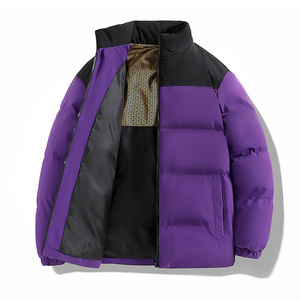 Veste d'hiver pour homme, coupe-vent, en duvet, à col montant, avec fermeture éclair, style color block, décontractée - Product Image 5