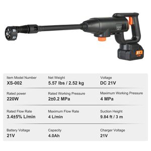 Portable Cordless 580 PSI 1.1 GPM High Pressure <b>Car</b> <b>Washer</b> Gun 4.0Ah Battery Power Cleaner Handheld Power Cleaner Petrol Fuel - Product Image 4