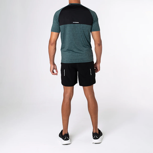 T-shirt homme vert chiné en coton uni, décontracté, personnalisable avec logo, coupe ajustée, col rond, t-shirt de sport - Product Image 3