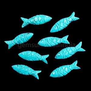 AAA <b>Blue</b> Turquoise Fish Shape 25mm Loose Hand Carved Gemstone Pendant <b>Crystal</b> Fish Charm Wholesale Price Bulk Jewelry Making - Product Image 6
