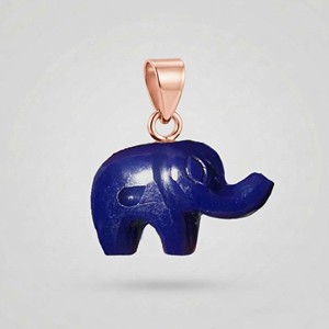 Colgante de Elefante de Ópalo Azul Natural, Chapado en Oro Rosa, Tallado a Mano, Amuleto de Piedra Preciosa, Cristal Curativo, Collar con Tótem Animal - Product Image 1