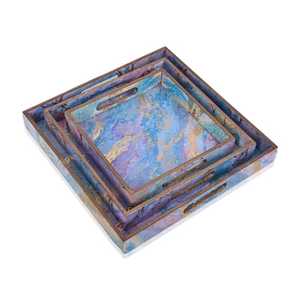 Ensemble de 3 plateaux de rangement rectangulaires en MDF, design moderne laqué empilable, lavable au lave-vaisselle, pour une utilisation multi-espaces - Product Image 6