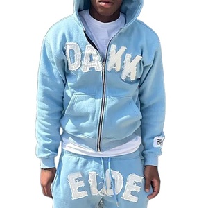 Custom Zip-Up <b>Hoodies</b> 100% Cotton Graphic Zipper Front Washed Patch Distress Embroidery 350-400 GSM <b>Stitch</b> Patchwork <b>Oversized</b> - Product Image 1