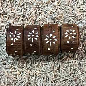 Stylish Farmhouse Wooden Napkin Ring Set for Holiday <b>Table</b> Decoration Dining Accessories Collection Premium Design Elegant Finis - Product Image 5
