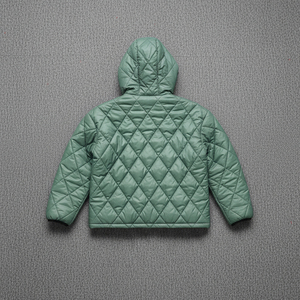 Hooded Quilted <b>Jacket</b> Unisex Winter Windproof Solid Color Polyester Zipper Closure Casual Style Regular Fit - Product Image 5