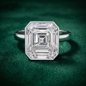 Anillo de Compromiso con Diamante Cultivado en Laboratorio con Corte Esmeralda, Certificado por IGI, Engastado en Bisel, Oro de 9K, 10K, 14K, 18K, Chapado en Rodio, Solitario de Lujo para - Product Image 1