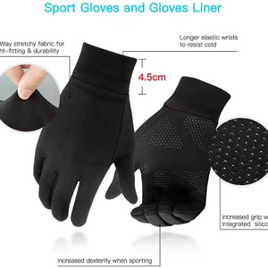 Gants de course à doigts entiers en nylon antidérapants, unisexes, motif noir et rouge, pour le cyclisme, le ski et l'hiver - Product Image 5