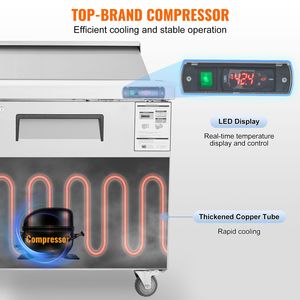 Tavolo Refrigerato Professionale in Acciaio Inox da 60 Pollici per Preparazione Sandwich e Insalate, 16,4 Cu. Ft. Attrezzature di Refrigerazione per Cucine Commerciali - Product Image 5