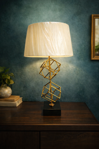 Fabric Net Metal Lamp Shade Decorative <b>Desk</b> Lamp Creative Weave Design Halogen Bulbs Warm White Light Eye Caring Minimalist - Product Image 5