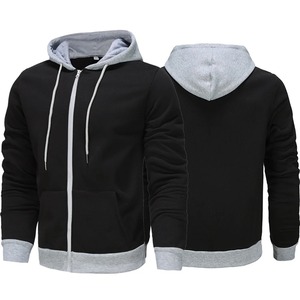 Sudadera con Capucha Negra para Hombre, Cierre de Cremallera, Corte Holgado, Patrón de Camuflaje, Forro Polar de Poliéster/Algodón, Transpirable, Resistente al Viento, Informal - Product Image 2