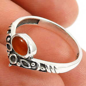Bague en argent sterling 925 naturel avec pierre de cornaline, bijoux unisexes au design personnalisé, vente en gros de bijoux en argent fin, bagues bohèmes - Product Image 2