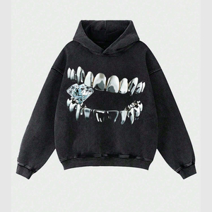 เสื้อฮู้ดสตรีทแวร์แบบซิป โอเวอร์ไซส์ ผ้าคอตตอนหนานุ่ม พิมพ์ลายกราฟิก รับผลิตแบรนด์ตามสั่ง ผู้ผลิตจากปากีสถาน - Product Image 1