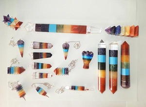 Juego de Péndulos de Cristal Pulido, Resistentes al Agua, Ovalados, de Colores Arcoíris, con los Siete Chakras, Herramientas de Sanación, Arte Feng Shui, Coleccionable - Product Image 4