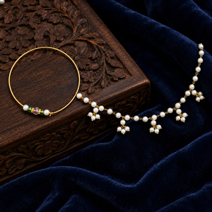 Élégant anneau de nez en or avec perle et chaîne, bijoux de mariée traditionnels, fabricant - Product Image 4