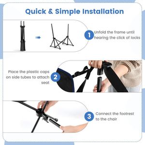 Retractable Footrest <b>Hammock</b> Camping Chair with Carrying Bag - Product Image 5