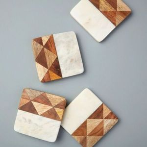 Handmade Marble Wood <b>Coasters</b> Bulk Order Supplier Natural Stone and Wooden <b>Coaster</b> <b>Set</b> Export Quality - Product Image 2