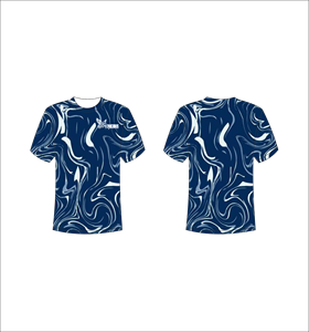 เสื้อยืดแขนสั้นผู้ชาย Ferocious ลายหินอ่อนสีน้ำเงินขาว คอกลม ลำลอง แห้งเร็ว ทรงปกติ - Product Image 1
