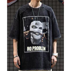 เสื้อยืดสตรีทแวร์คอกลมแขนสั้นสีดำทรงปกติสำหรับผู้ชาย งานฝีมือคุณภาพ ผ้าฝ้าย 100% ระบายอากาศได้ดี เป็นมิตรกับสิ่งแวดล้อม - Product Image 3