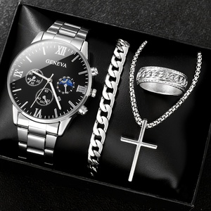 Juego de 4 Relojes de Cuarzo Redondos Elegantes para Hombre y Reloj Negro para Hombre - Product Image 4