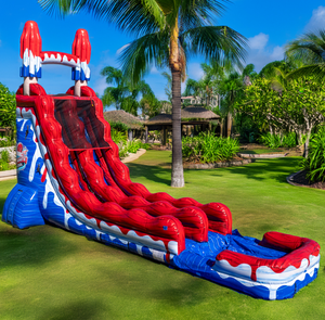 Instalaciones para Parques de Diversiones, Castillo Inflable Rojo de 22 pies con Tobogán Acuático y Piscina para Fiestas - Product Image 3