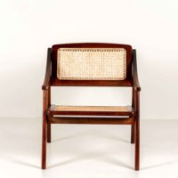 Chaise de salle à manger en bois massif de style Mid-Century Modern, design scandinave, avec accoudoirs en rotin tressé, pour entrepôt, maison, bar, parc