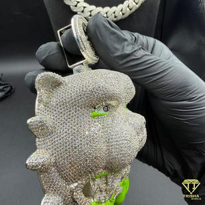 Collar con Colgante de Animal con Incrustaciones de Diamantes Cultivados en Laboratorio, Estilo Rapero, Joyería Urbana - Product Image 3