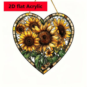 CIFbuy Acrylic Window Hanging Sun Catcher Stile Rustico Girasole Cuore Decorazione Murale Piatta per Casa Regalo di Natale su TikTok - Product Image 2