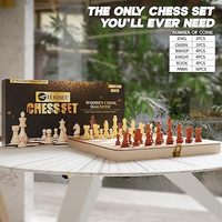 Jeu d'échecs magnétique en bois massif écologique pour enfants et adultes, plateau compact pliable carré avec rangement intégré, anti-rayures
