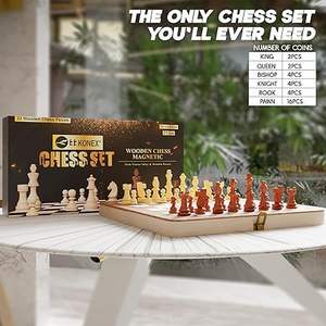 Jeu d'échecs magnétique en bois pour enfants et adultes, plateau compact pliable avec rangement intégré, surface anti-rayures, respectueux de l'environnement - Product Image 3