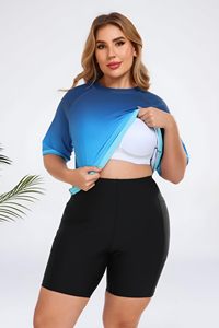 Maillots de bain pour femmes, ensemble 2 pièces, chemise de bain à manches courtes et short, maillot de bain pour femme, Rash Guard - Product Image 3