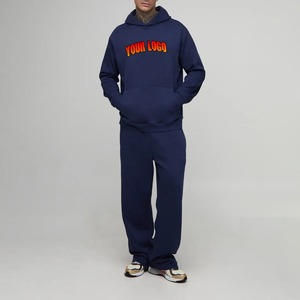 Wholesale Custom Sweatsuits Men Solid Colors Blank Fleece Hoodie &Sweatpants Loose Fit Logo Print Casual Autumn <b>Joggers</b> Set - Product Image 5
