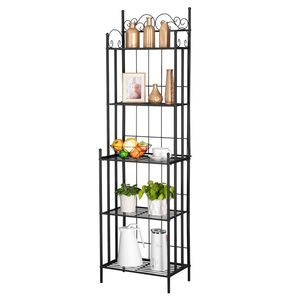 Scaffale di Stoccaggio in Metallo Nero a 5 Ripiani, Organizzatore Multiuso in Acciaio per Cucina, Garage, Bagno o Lavanderia, Accessorio RT - Product Image 1
