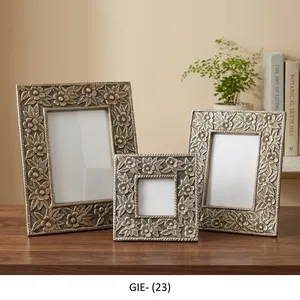 Handmade Metal Embossed Floral Rectangle Photo <b>Frame</b> Set Tabletop Decorative Picture <b>Frame</b> - Product Image 5