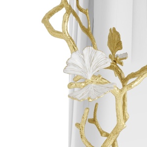 Jarrón de lujo Saleem International 2026 con diseño de granada, color plateado, de metal, con hoja de ginkgo marrón dorado - Product Image 4