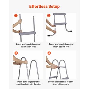 Scala a 2 gradini in acciaio a forma di A per piscina fuori terra con parete alta 33 pollici, capacità di carico 300 libbre, gradini per ingresso/uscita - Product Image 6