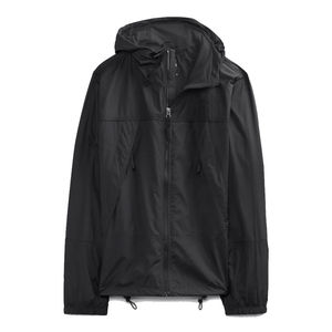 Veste coupe-vent à capuche noire pour homme, fermeture éclair intégrale, style décontracté, coupe régulière, en polyester, pour l'automne - Product Image 1