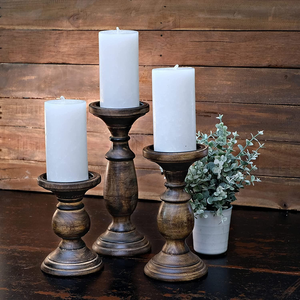 Juego de 3 Portavelas Decorativos de Madera Estilo Rústico H-127, Personalizados, para Mesa de Comedor - Product Image 3